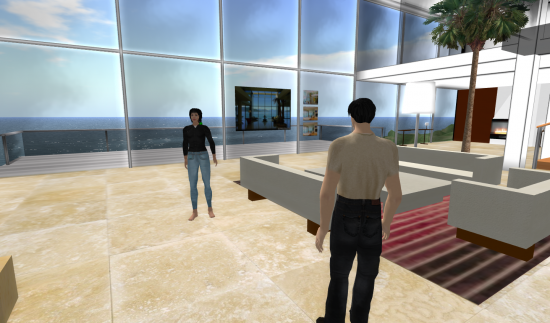 Zoe, a prototype AI bot, lives in her own house on OpenSim. (Image courtesy David Burden.)