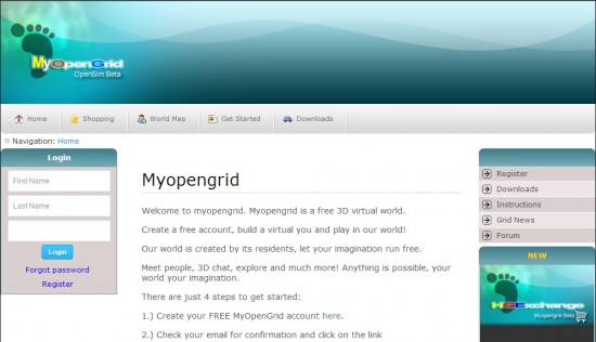 MyOpenGrid home page, at www.myopengrid.com