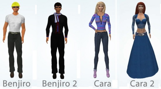 Starting avatars are CC licensed, with avatars by Slim Jammies and clothing by Linda Kellie.