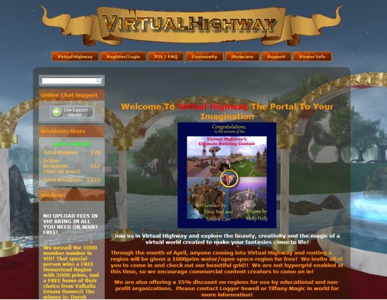 Virtual Highway home page at www.virtualhighway.us