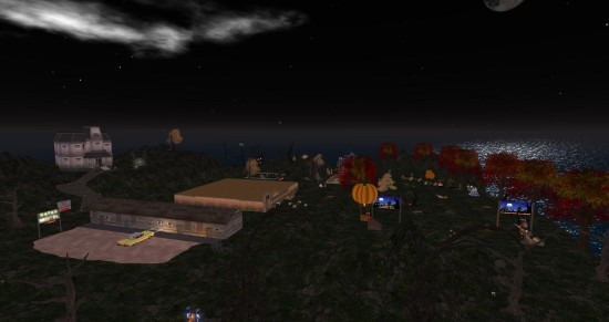 The Halloween-themed Stonehaven Party Isle on Littlefield grid. (Image courtesy Littlefield Grid.)