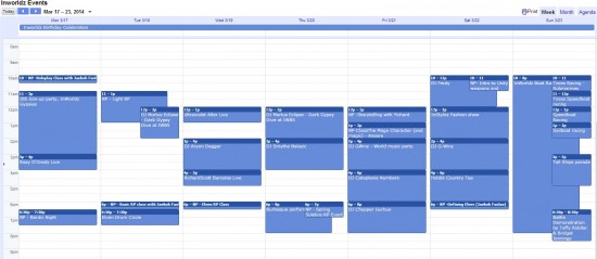 InWorldz events calendar