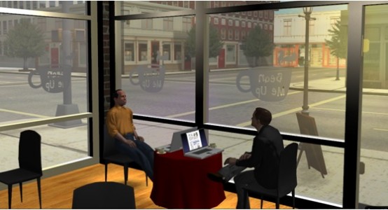 Venuegen's coffee shop is one of several available pre-made meeting environments.
