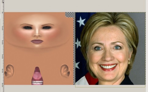 The Linda Kellie skin next to Hillary Clinton's headshot.
