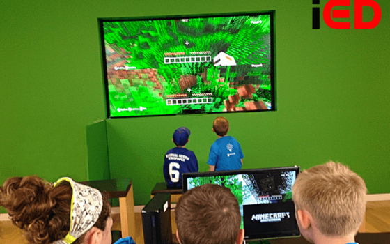 Immersive Education students at Boston's St. John School use Minecraft to learn. (Image courtesy Immersive Education Initiative.)