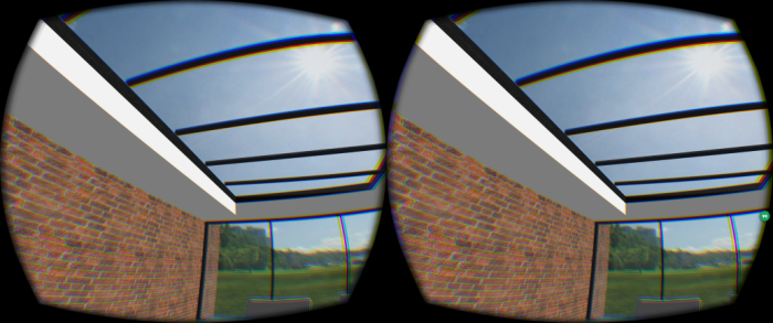 Previewing the building via an Oculus Rift. (Image courtesy Tom Janssens.)
