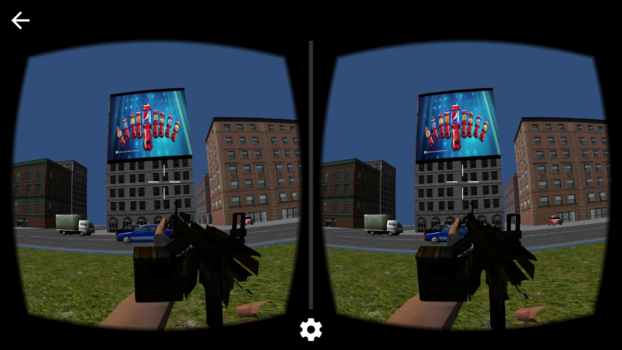 An in-game video ad inside a virtual reality experience. (Image courtesy VadR Networks.)