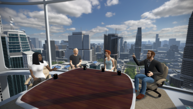 The new "Boardroom" meeting environment. (Image courtesy vTime.)